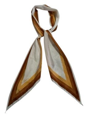 Vera Vintage Beige and Brown Geometric Silk Neck Scarf
